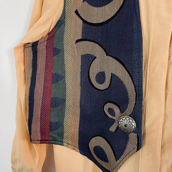 🍒VTG WRAPS Western LS Shirt and Printed Vest- cowgirl retro gold 90's 80's EUC - Picture 3 of 14